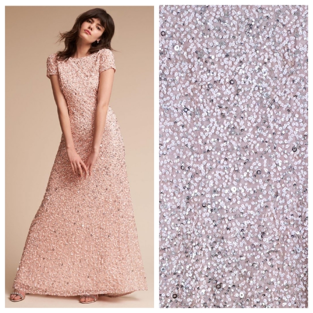 Adrianna Papell Sequin Maxi Scoop Back Dress